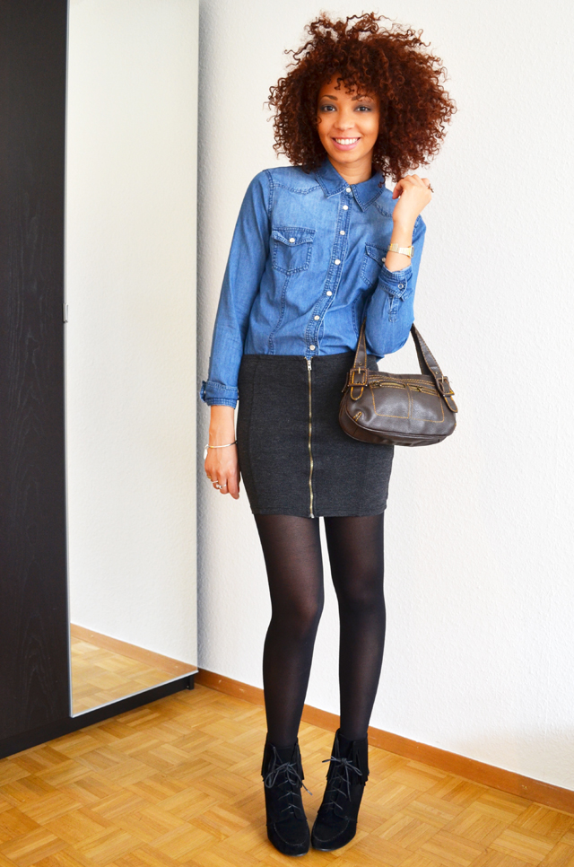 mercredie-blog-mode-suisse-geneve-fashion-blogger-denim-shirt-chemise-jennyfer-jupe-taille-haute-mango-ash-ersatz-afro-hair-cheveux-nappy2