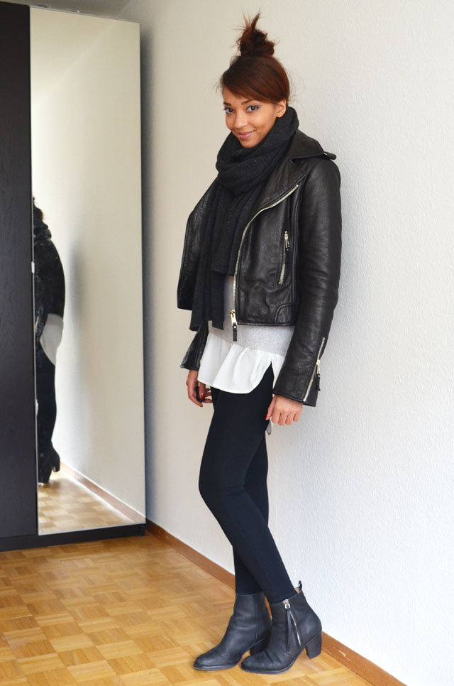 mercredie-blog-mode-geneve-suisse-fashion-blogger-zara-pistol-acne-look-outfit-american-apparel-legging-harlem-balenciaga-perfecto-biker-jacket-cuir-leather-black-silver-zips-zippers-argent
