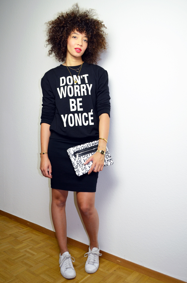 mercredie-blog-mode-geneve-sweat-shirt-sheinside-dont-worry-be-yonce-beyonce-curly-afro-natural-curls-hair-stan-smith-adidas-femme-de-voyou-pochette-florette-paquerette