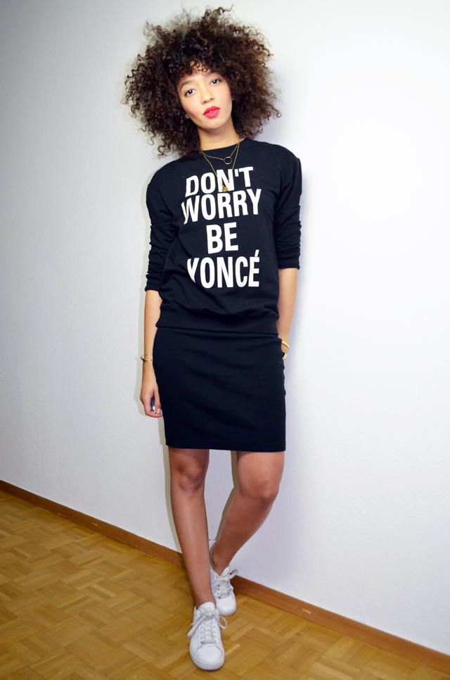 mercredie-blog-mode-geneve-sweat-shirt-sheinside-dont-worry-be-yonce-beyonce-curly-afro-natural-curls-hair-stan-smith-adidas